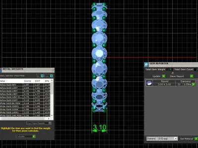 U Shaped Eternity Ring 3 point 1 mm stone size swiss 11 and EU51 3D print model