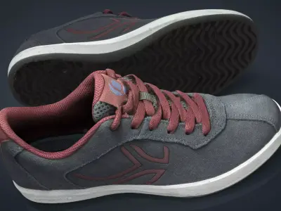 Sneakers pair of maroon shoes Low-poly 3D model