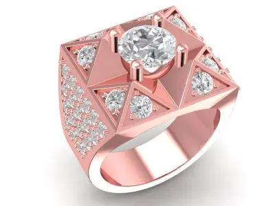 Geometric Square Statement Ring for Men  612 3D print model