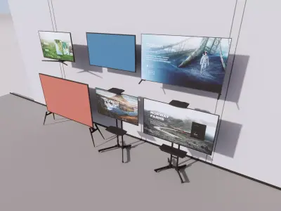 3D Model Modern TV Display Setup Low-poly 3D model