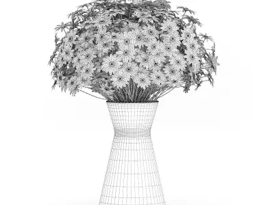 Small Daisies in Blue Vase 3D model