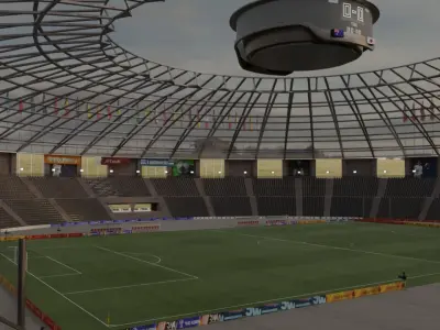 cylindrical roofed stadium Low-poly 3D model