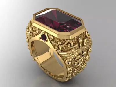 caduceus ring 3D print model