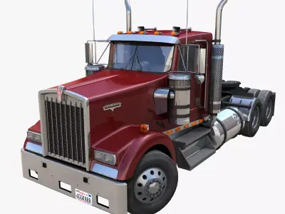 Kenworth daycab truck Low-poly 3D model