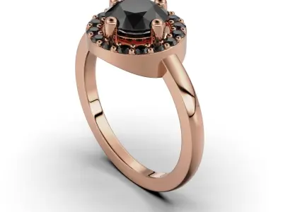 Women ring with a round stone 3D print model