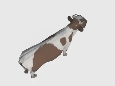  brown and white cow Low-poly 3D model