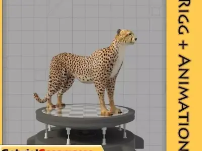 Cheetah on chess board 3D model