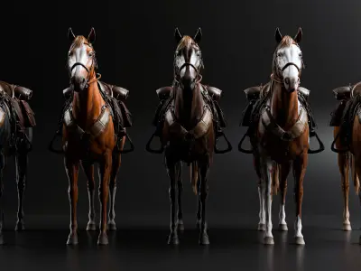 Rigged Horse And Saddle 3D model