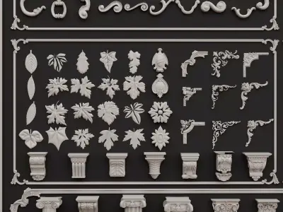 Classical Architectural Ornament Kitbash Pack Low-poly 3D model