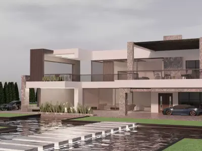 Modren house design Free low-poly 3D model