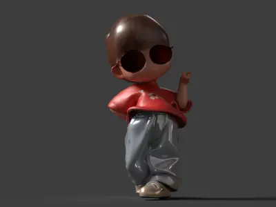 Chinese girl figure  Low-poly 3D model