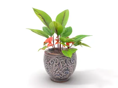 Intricate Floral Planter model pack Low-poly 3D model