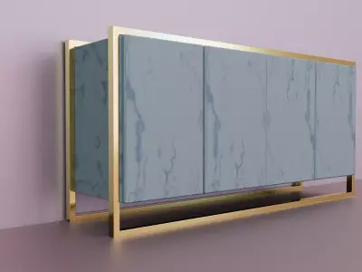 Elegant Marble and Gold Shoe Rack - 3D Model 3D model