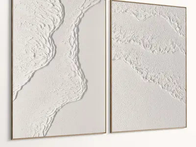 Plaster Two Photo Frame 455 Low-poly 3D model