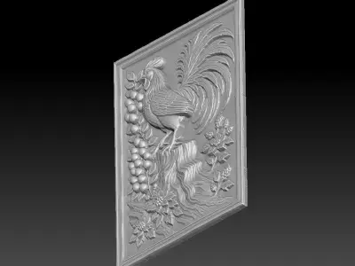 3 rooster CNC Relief Model 3D print model