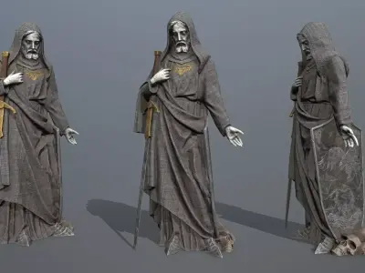 man statue Low-poly 3D model