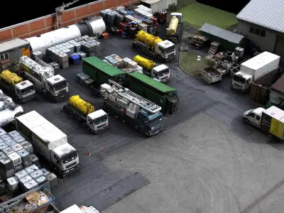 construction-site trucks machinery terrain photogrammetry Low-poly 3D model