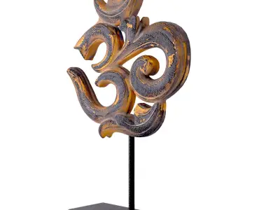 Antique Wooden Om Symbol 3D model