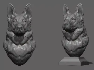 German shepherd bust 3D print model