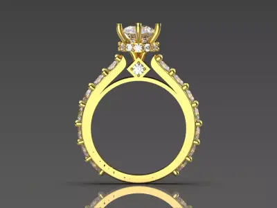Royal Solitaire Engagement Ring with Diamonds Model sr0088 3D print model