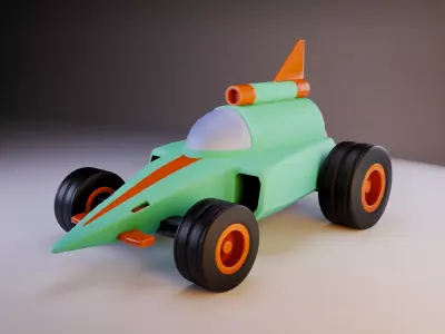 Stylized Modular Low Mid Poly Car  Game-Ready  Breakable Parts Low-poly 3D model