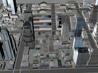 Modern birdseye view of urban Urban buildings office buildings 3D model