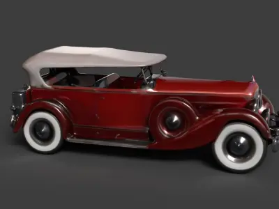 Red vintage car   Low-poly 3D model purchase