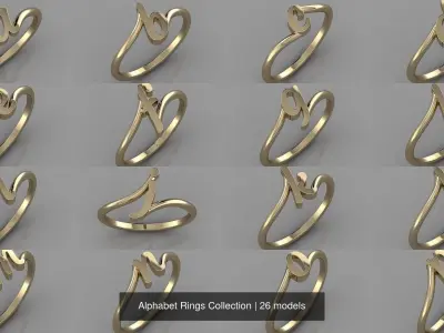 Alphabet Rings Collection 3D Model Pack