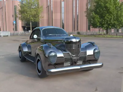 Vintage Classic Car Lowpoly PBR 3D Model Low-poly 3D model