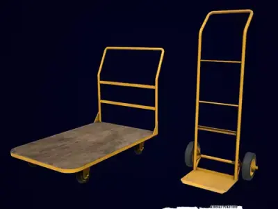 Baggage Cart and Sack Truck Low-poly 3D model