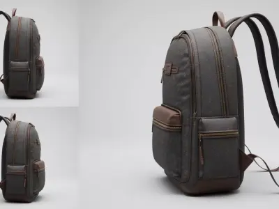 Luxury Backpack 3D Model with SK Logo  Game Ready  Low-poly 3D model