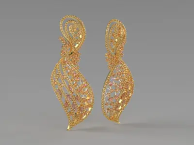  Leaf Diamond Earring  3D print model
