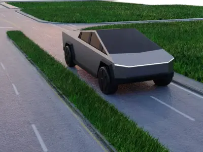 Cybertruck futuristic electric car Low-poly 3D model
