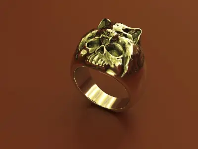 wolf and skull ring for 3d printing 3D print model