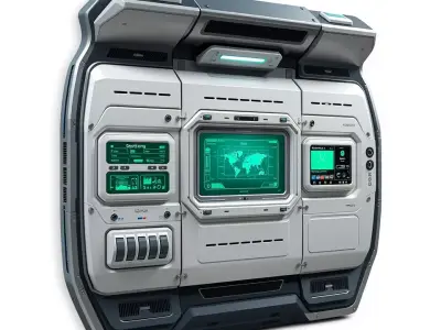 Futuristic Control Panel Model Pack with Interactive Screens Low-poly 3D model