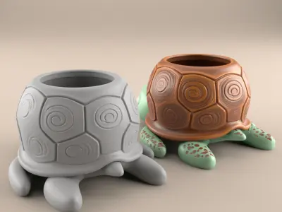 Cute Turtle Planter Urn candy container candle holder 3D print model