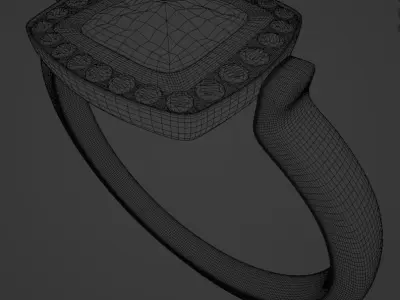 Silver blue crystal ring 3D model