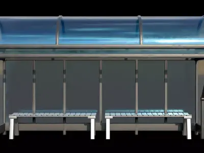 Game Ready Bus Stop 15 Low-poly 3D model