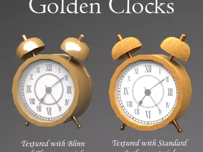 Golden Clocks Free low-poly 3D model