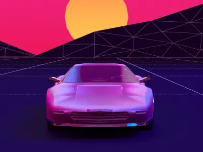 looks like a ferrari retro wave lowpoly 3D model