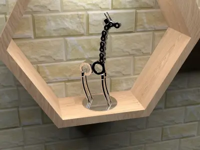 Interior gold giraffe on shelf Free 3D model