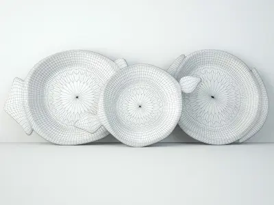 Vintage Wood Bowls 3D model