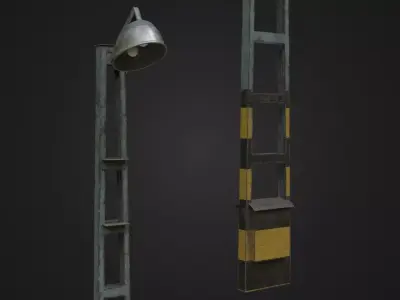 Old Worn Street Light 04 Low-poly 3D model