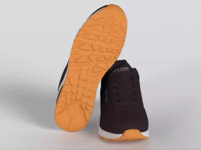 Ajio Skechers Running Shoes For Girls Black Low-poly 3D model