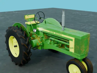 Old John Deere 520 Tractor 3D model