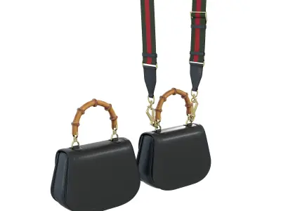 Gucci Bamboo 1947 Jumbo GG Small Bag Black Low-poly 3D model