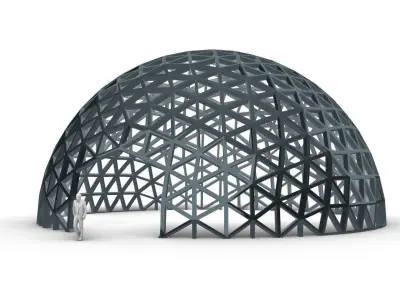 Geodesic Dome V3 Large with Frame and Panels and Entryway 3D model