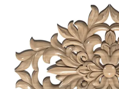 Cartouche-034 ornate wood carvings - 3D model