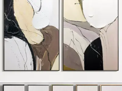 Plaster Two Photo Frame E-39 Low-poly 3D model