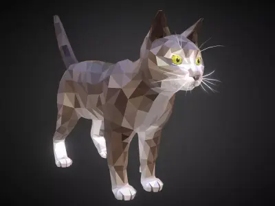 Cat Grey  Animal Low Polygon Art Farm Animal Low-poly 3D model